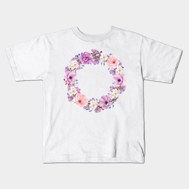 Image: Watercolor, Flower wreath Kids T-Shirt by itemful